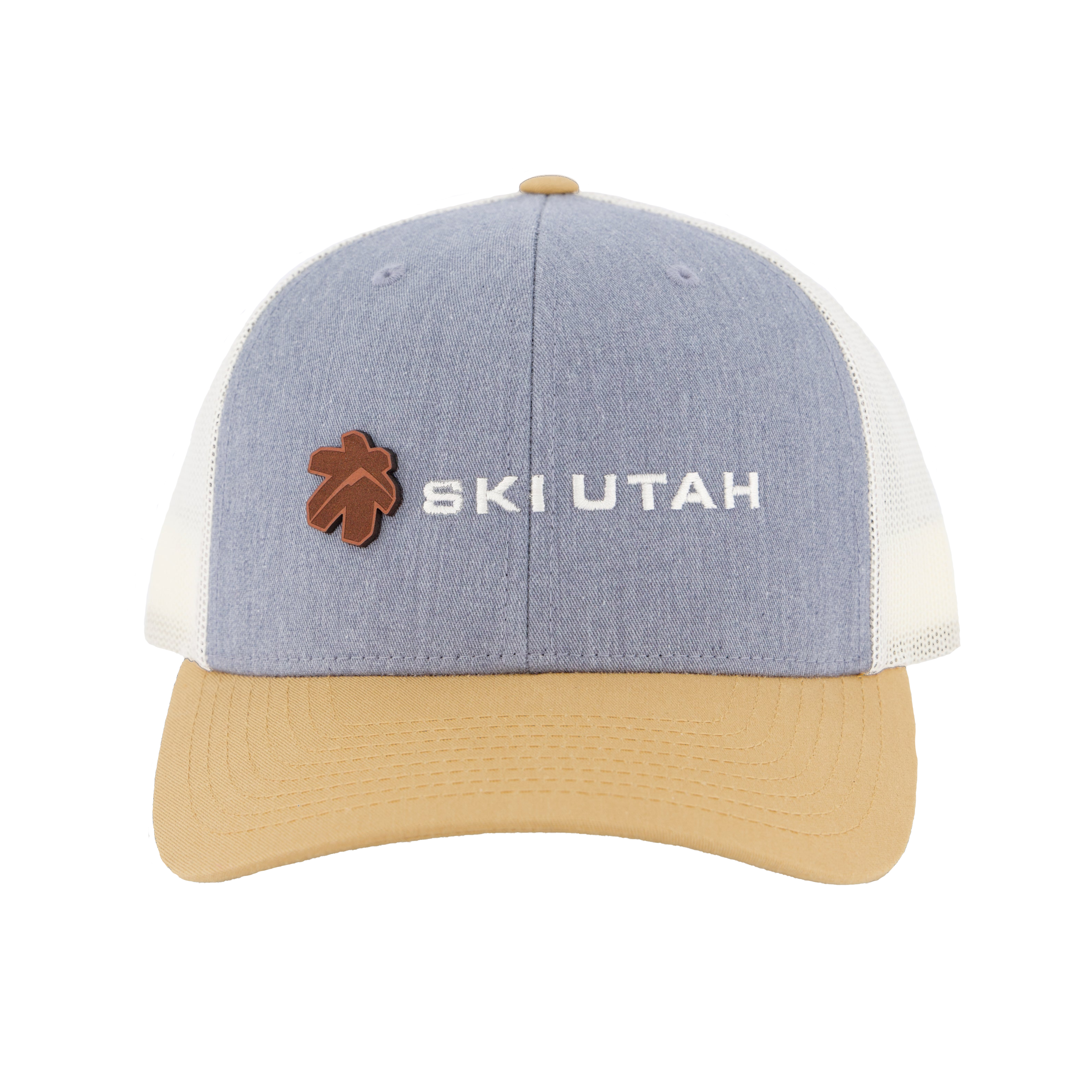 Ski Utah Logo Leather Patch Snapback Trucker Heather Grey/Birch/Biscuit Hat