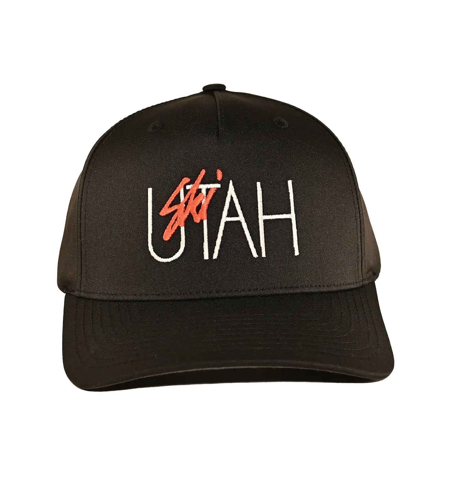 Ski Utah Classic Embroidered Snapback Perforated Performance Black Hat