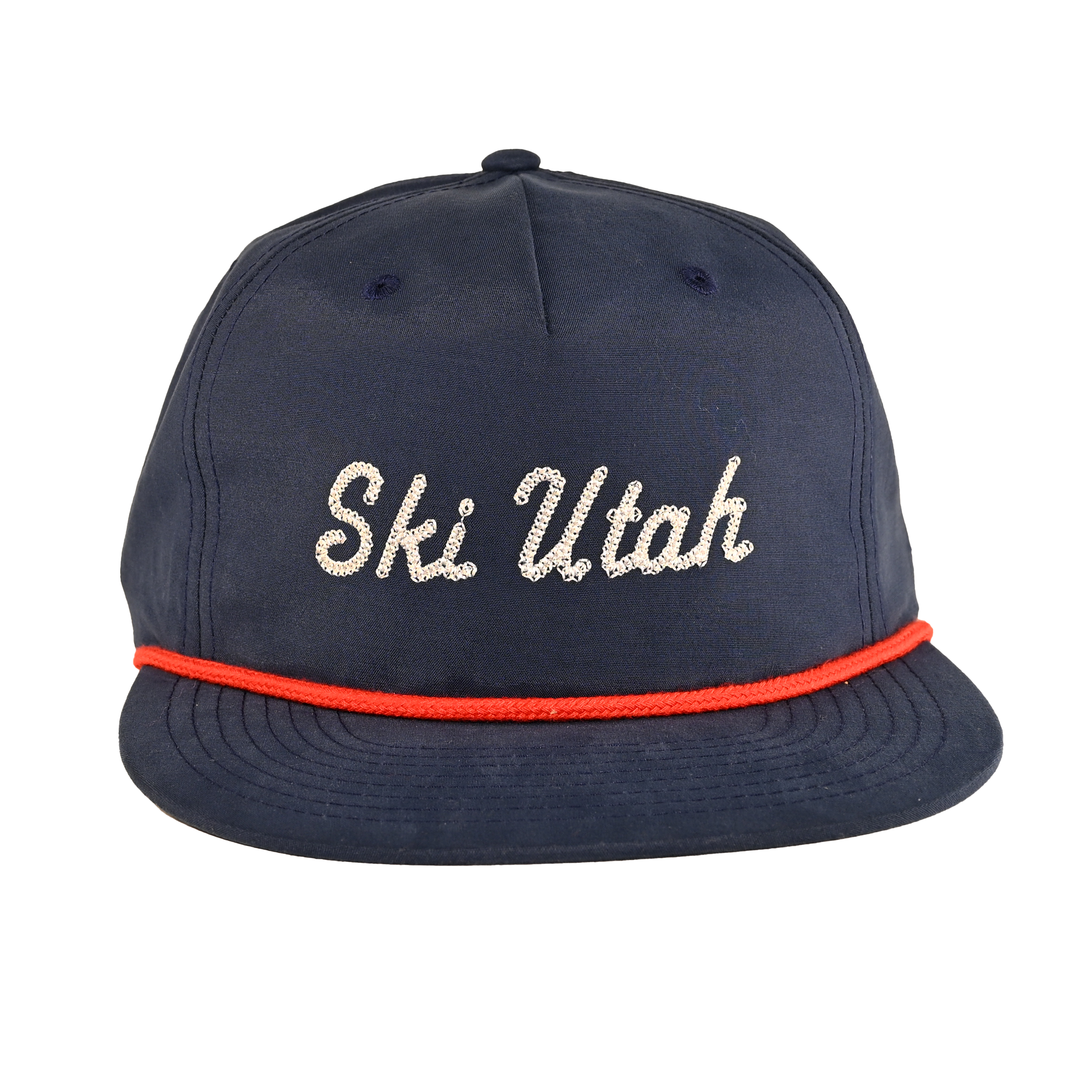 Ski Utah Rope Stitch Script Rope Snapback Navy Hat