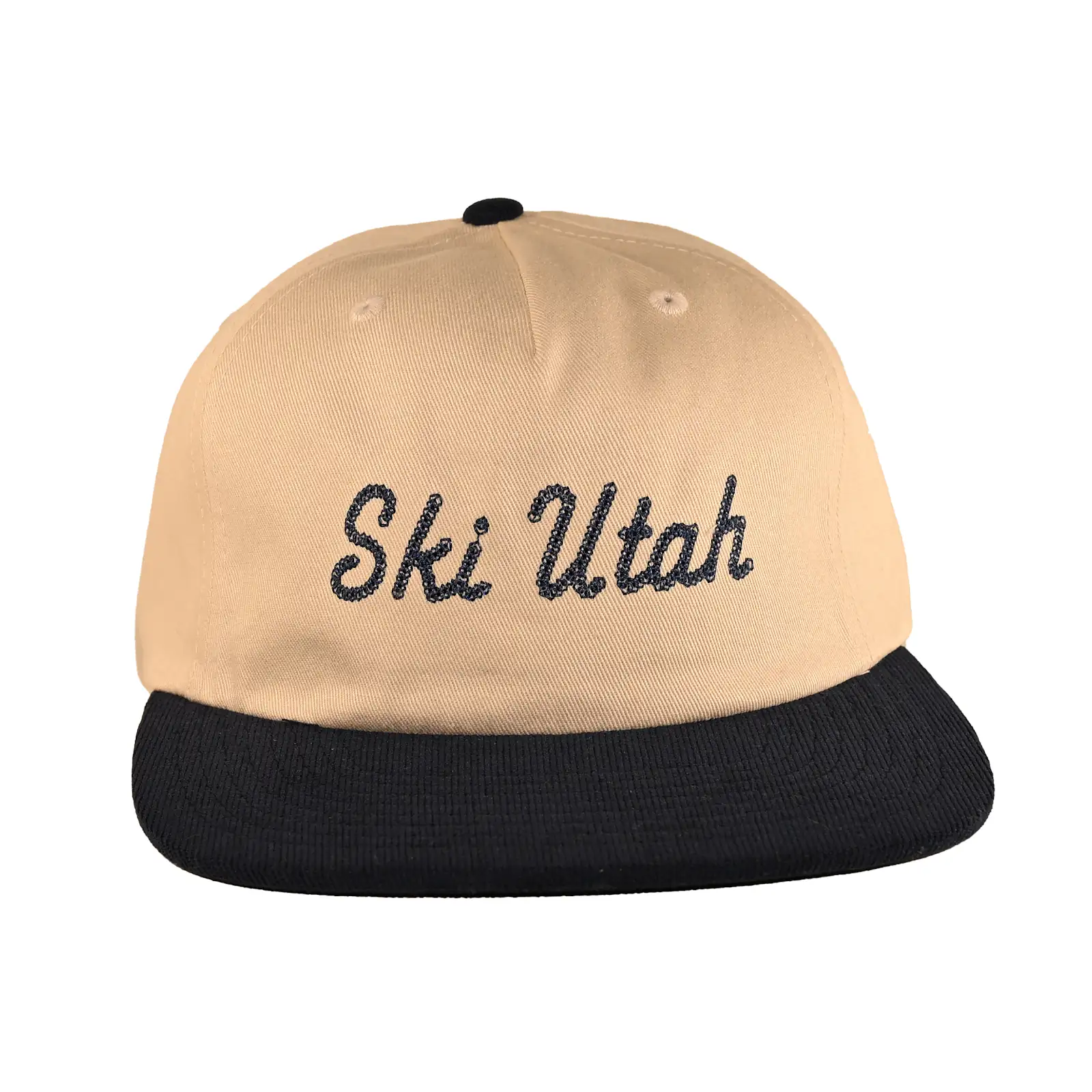 Ski Utah Rope Stitch Script Unstructured Strapback Birch Navy Hat