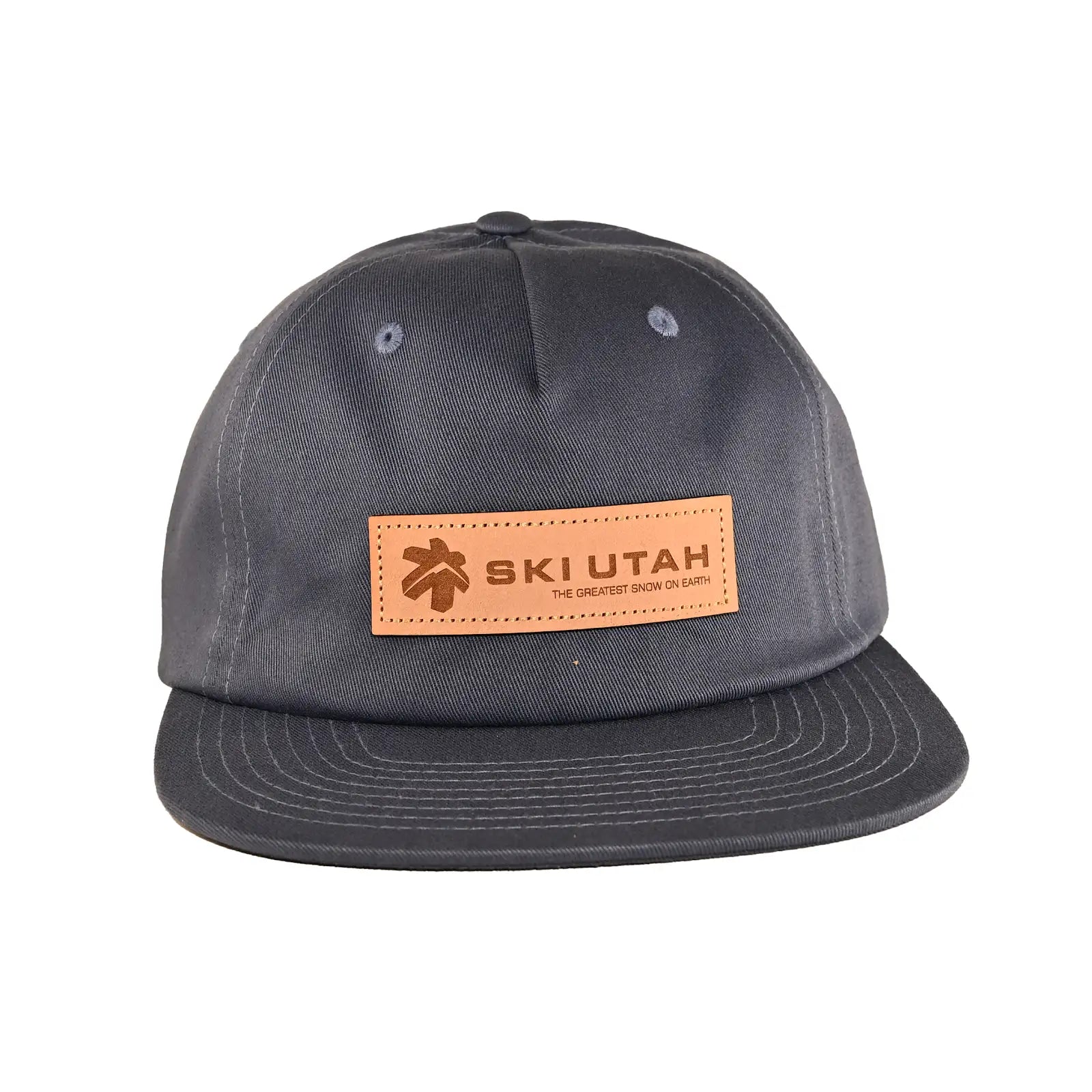 Ski Utah Logo Leather Patch Unstructured Strapback Pale Blue Hat