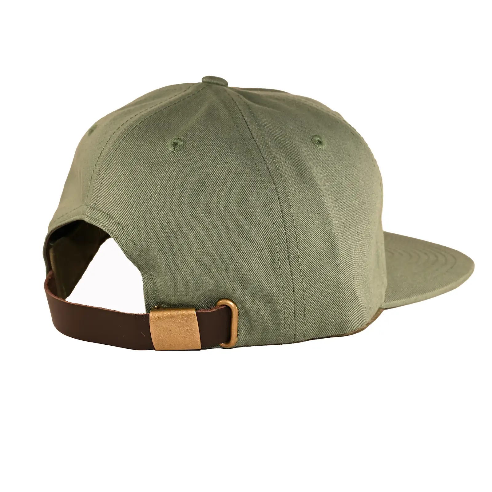 Ski Utah Logo Leather Patch Unstructured Strapback Washed Green Hat