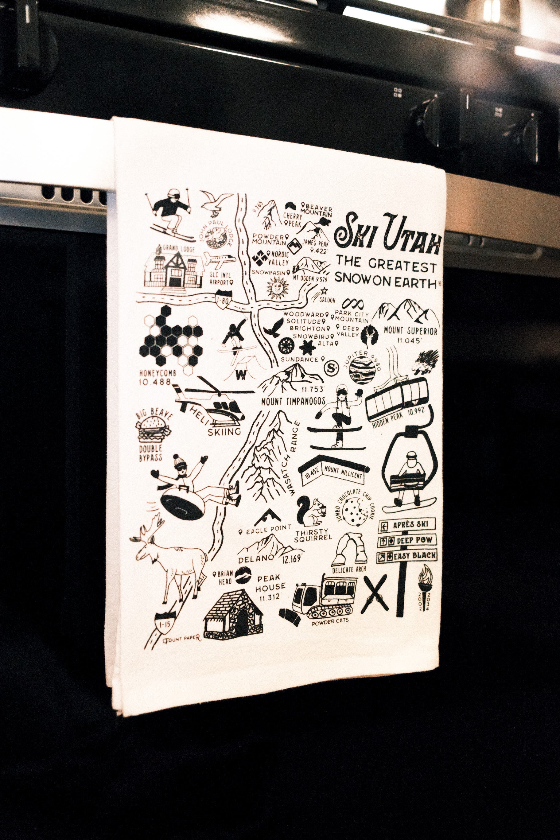 Ski Utah 15 Resort Tea Towel