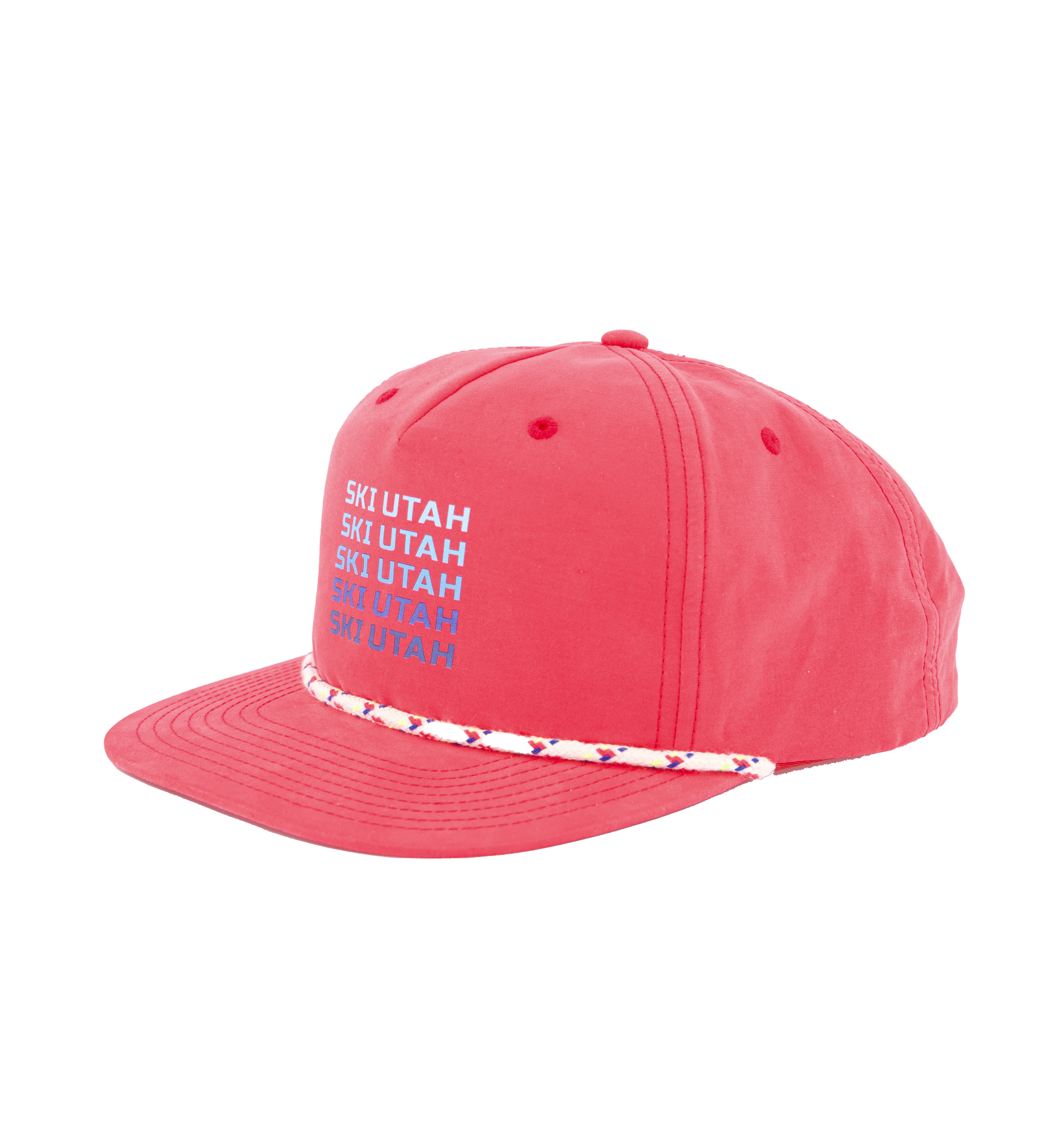 Ski Utah Repeat Embroidered Rope Snapback Pink Hat